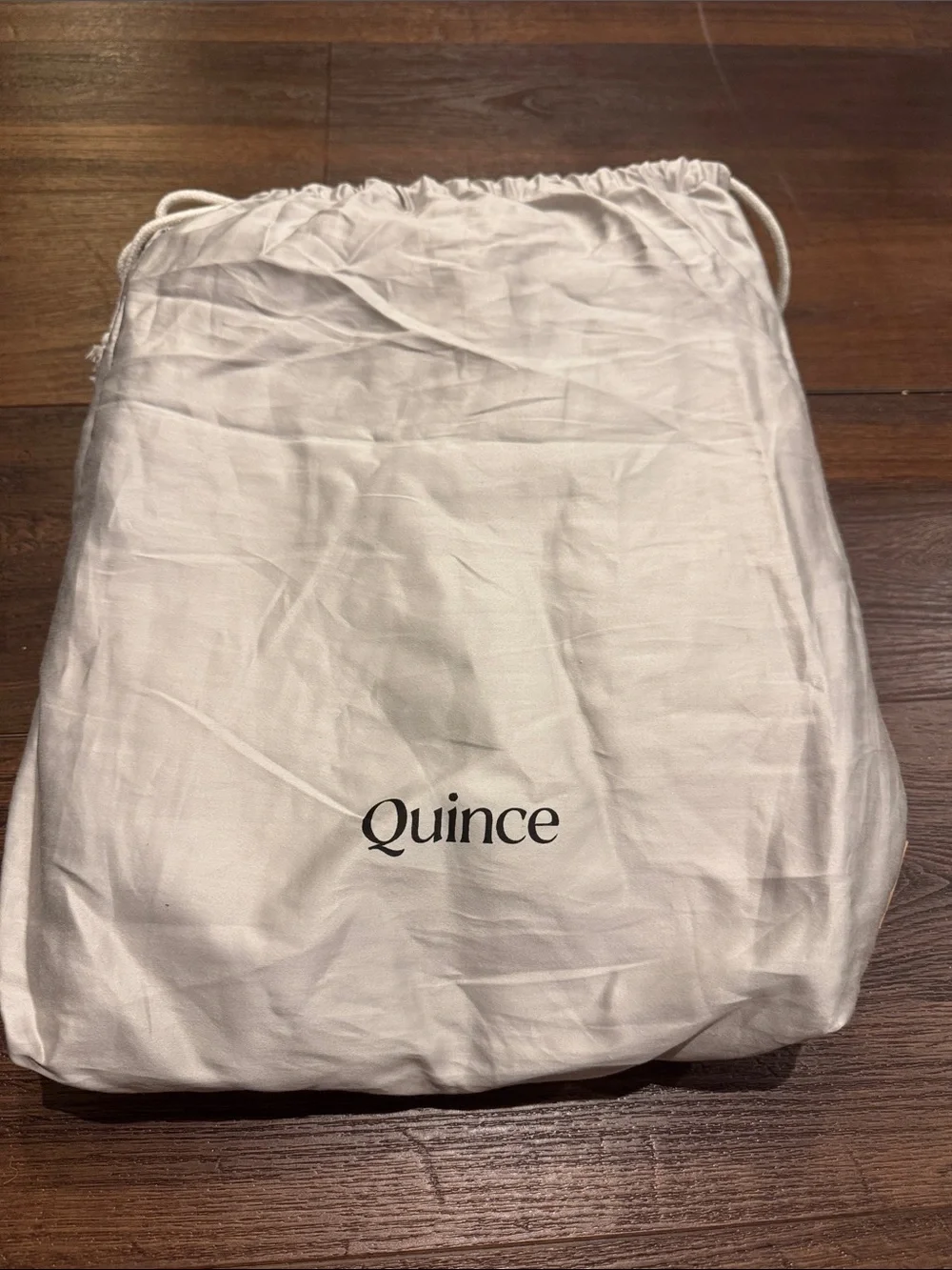 Quince Sateen Light Gray Duvet Cover in Drawstring Bag without Shams.